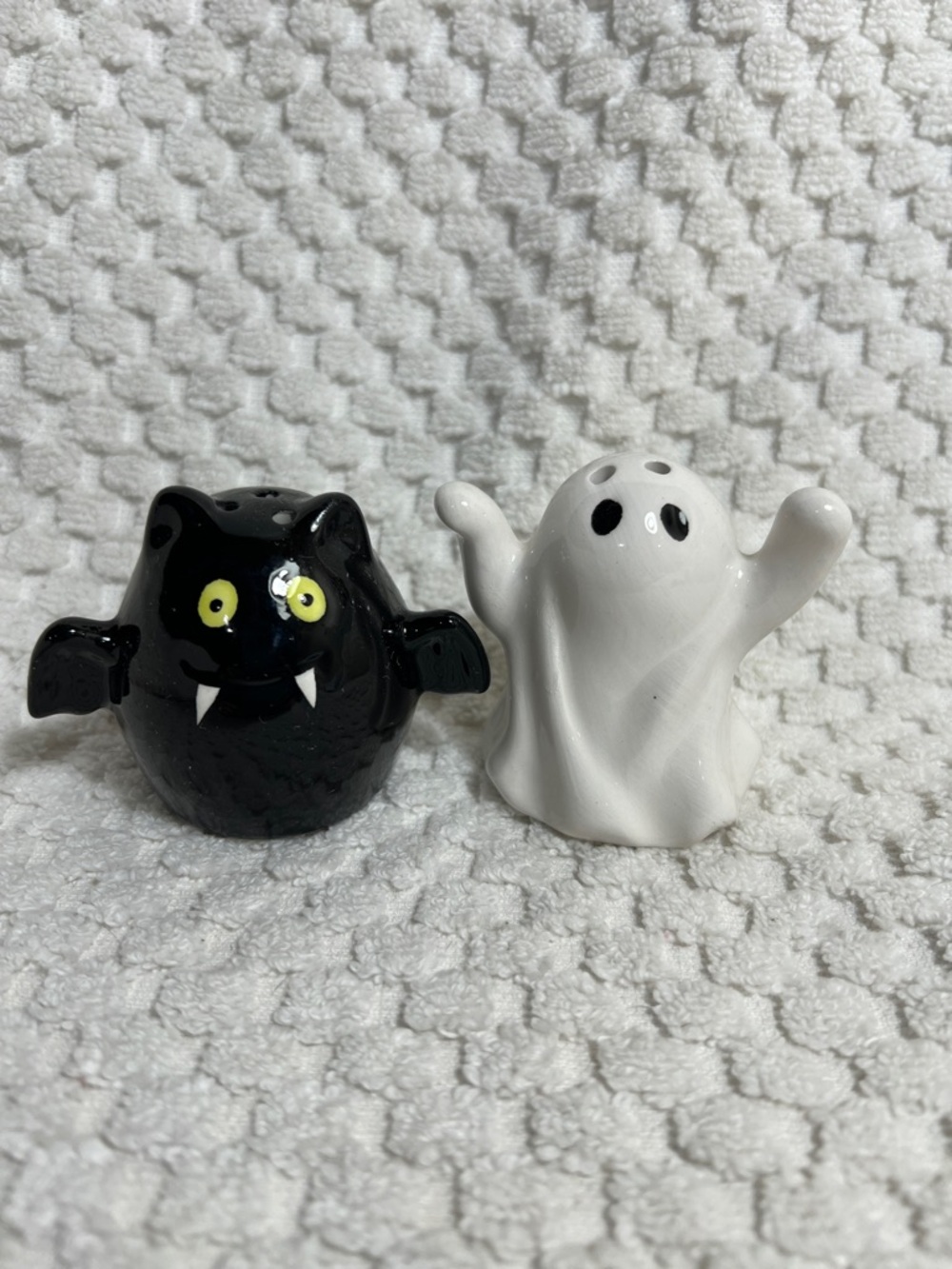 Black Bat & White Ghost Salt and Pepper Shaker Set